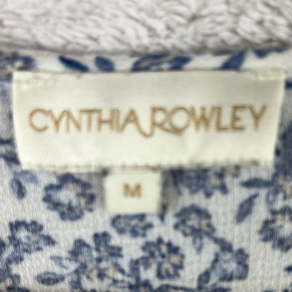 CYNTHIA ROWLEY Blouse Cottagecore Blue Floral Ditzy Top Medium - Picture 4 of 15